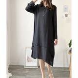 ブラック | 長袖Aラインワンピース レディース ワンピース | Dewlily