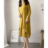 イエロー | 長袖Aラインワンピース レディース ワンピース | Dewlily