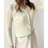 配色メロウフリルリブカーディガン レディース 韓国 | Dewlily | 詳細画像10 