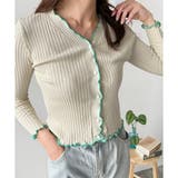 配色メロウフリルリブカーディガン レディース 韓国 | Dewlily | 詳細画像11 