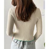 配色メロウフリルリブカーディガン レディース 韓国 | Dewlily | 詳細画像13 