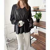 Vネックギャザーブラウス レディース 韓国 | Dewlily | 詳細画像17 