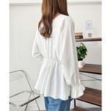 Vネックギャザーブラウス レディース 韓国 | Dewlily | 詳細画像3 