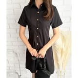 ブラック | 半袖ミニシャツワンピース 夏トップス 半袖 | Dewlily