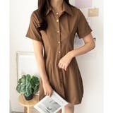 ブラウン | 半袖ミニシャツワンピース 夏トップス 半袖 | Dewlily
