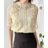 ラウンドネック半袖レースシャツ レディース 韓国 | Dewlily | 詳細画像10 