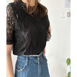 ラウンドネック半袖レースシャツ レディース 韓国 | Dewlily | 詳細画像13 