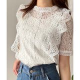 ラウンドネック半袖レースシャツ レディース 韓国 | Dewlily | 詳細画像8 