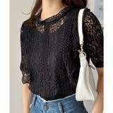 ラウンドネック半袖レースシャツ レディース 韓国 | Dewlily | 詳細画像9 