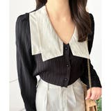 ブラック | シワ加工セーラーカラーブラウス ブラウス 軽やか | Dewlily