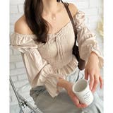 シャーリングパフスリーブトップス 韓国 ファッション | Dewlily | 詳細画像12 