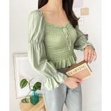 シャーリングパフスリーブトップス 韓国 ファッション | Dewlily | 詳細画像13 