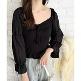 シャーリングパフスリーブトップス 韓国 ファッション | Dewlily | 詳細画像14 