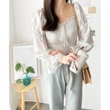 シャーリングパフスリーブトップス 韓国 ファッション | Dewlily | 詳細画像15 