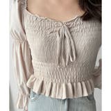 シャーリングパフスリーブトップス 韓国 ファッション | Dewlily | 詳細画像19 