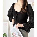 シャーリングパフスリーブトップス 韓国 ファッション | Dewlily | 詳細画像4 
