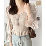 シャーリングパフスリーブトップス 韓国 ファッション | Dewlily | 詳細画像6 