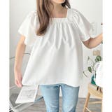 フレア半袖ギャザーブラウス レディース ふんわりシルエット | Dewlily | 詳細画像9 