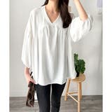 Vネックギャザーブラウス ブラウス 軽やか | Dewlily | 詳細画像2 