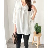 Vネックギャザーブラウス ブラウス 軽やか | Dewlily | 詳細画像4 