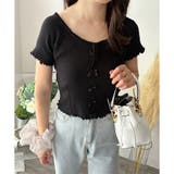 リボン付きショートニットトップス レディース 半袖 | Dewlily | 詳細画像10 