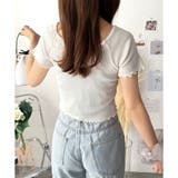 リボン付きショートニットトップス レディース 半袖 | Dewlily | 詳細画像12 