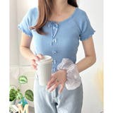 リボン付きショートニットトップス レディース 半袖 | Dewlily | 詳細画像16 