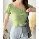 リボン付きショートニットトップス レディース 半袖 | Dewlily | 詳細画像19 