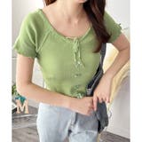 リボン付きショートニットトップス レディース 半袖 | Dewlily | 詳細画像20 