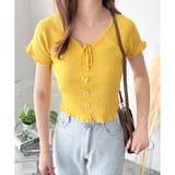 リボン付きショートニットトップス レディース 半袖 | Dewlily | 詳細画像21 