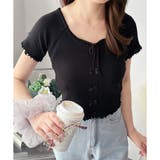 リボン付きショートニットトップス レディース 半袖 | Dewlily | 詳細画像25 