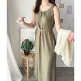 カーキ | シャーリングタッチロングワンピース ロング丈 ノースリーブ | Dewlily