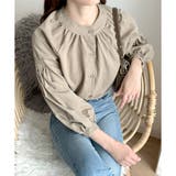 カーキ | リラックスパフスリーブブラウス 体型カバー 長袖 | Dewlily