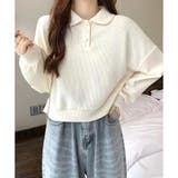 ショート丈ワッフル風ポロプルオーバー 韓国 レディース | Dewlily | 詳細画像6 