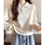 ショート丈ワッフル風ポロプルオーバー 韓国 レディース | Dewlily | 詳細画像9 