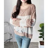 ワイドボーダールーズニットトップス 大人カジュアル ゆったり | Dewlily | 詳細画像2 