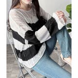 ワイドボーダールーズニットトップス 大人カジュアル ゆったり | Dewlily | 詳細画像3 