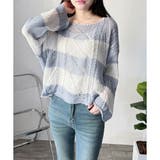 ワイドボーダールーズニットトップス 大人カジュアル ゆったり | Dewlily | 詳細画像4 