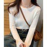 ラウンドネックメロウフリルリブニット 体型カバー 白 | Dewlily | 詳細画像10 