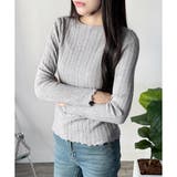 ラウンドネックメロウフリルリブニット 体型カバー 白 | Dewlily | 詳細画像17 