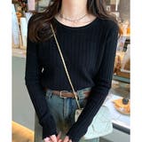 ラウンドネックメロウフリルリブニット 体型カバー 白 | Dewlily | 詳細画像8 