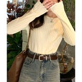 ラウンドネックメロウフリルリブニット 体型カバー 白 | Dewlily | 詳細画像9 