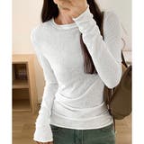 ホワイト | ナチュラルフィット長袖カットソー 体型カバー 無地 | Dewlily