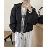 ショート丈ドロストフードジャケット マウンテンパーカー 体型カバー | Dewlily | 詳細画像20 