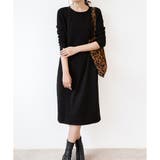 ブラック | ナチュラルフィット裏起毛ワンピース ロング あったか | Dewlily