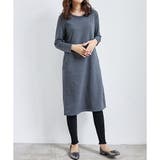 ダークグレー | ナチュラルフィット裏起毛ワンピース ロング あったか | Dewlily