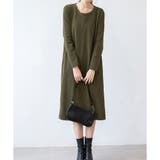 カーキ | ナチュラルフィット裏起毛ワンピース ロング あったか | Dewlily