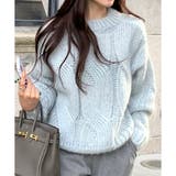 ブルー | ざっくり編みケーブル風ニット レディース 秋冬 | Dewlily