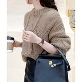 ブラウン | ざっくり編みケーブル風ニット レディース 秋冬 | Dewlily