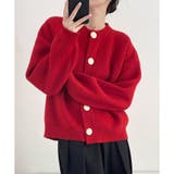 レッド | シンプルボタンニットカーディガン レディース 春秋冬 | Dewlily